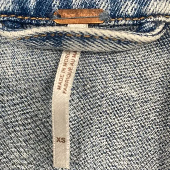 Free People Women's Light Indigo Blue Jean Rumors Denim Jacket Size XS - Picture 6 of 12